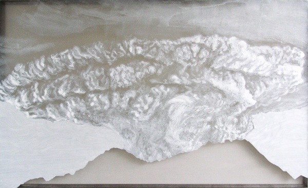 eruption des olperer 2010, acrylic/ steel mesh, 115 x 190 cm